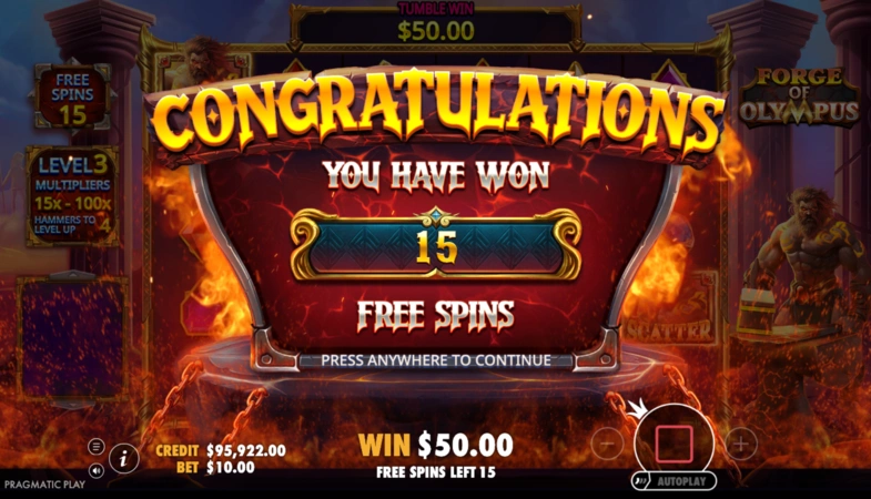 Forge of Olympus Slot Free Spins